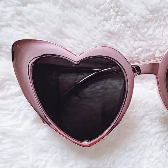 Addison Pink Heart-Shaped Sunglasses - Picture 3 of 15